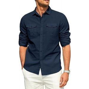Apt. 9 LS Casual Buttondown Mens Shirt.  Color Blue. Size L. Lightweight Fabric